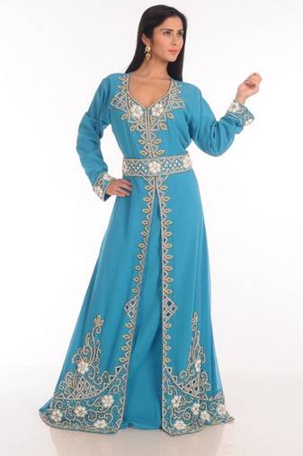 Phirozy embroidered georgette moroccan islamic kaftans