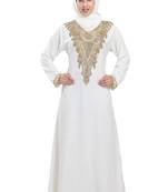 Cream embroidered georgette moroccan islamic kaftans