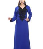 Royal blue embroidered georgette moroccan islamic kaftans