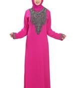 Pink embroidered georgette moroccan islamic kaftans