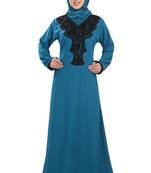 See green embroidered georgette moroccan islamic kaftans