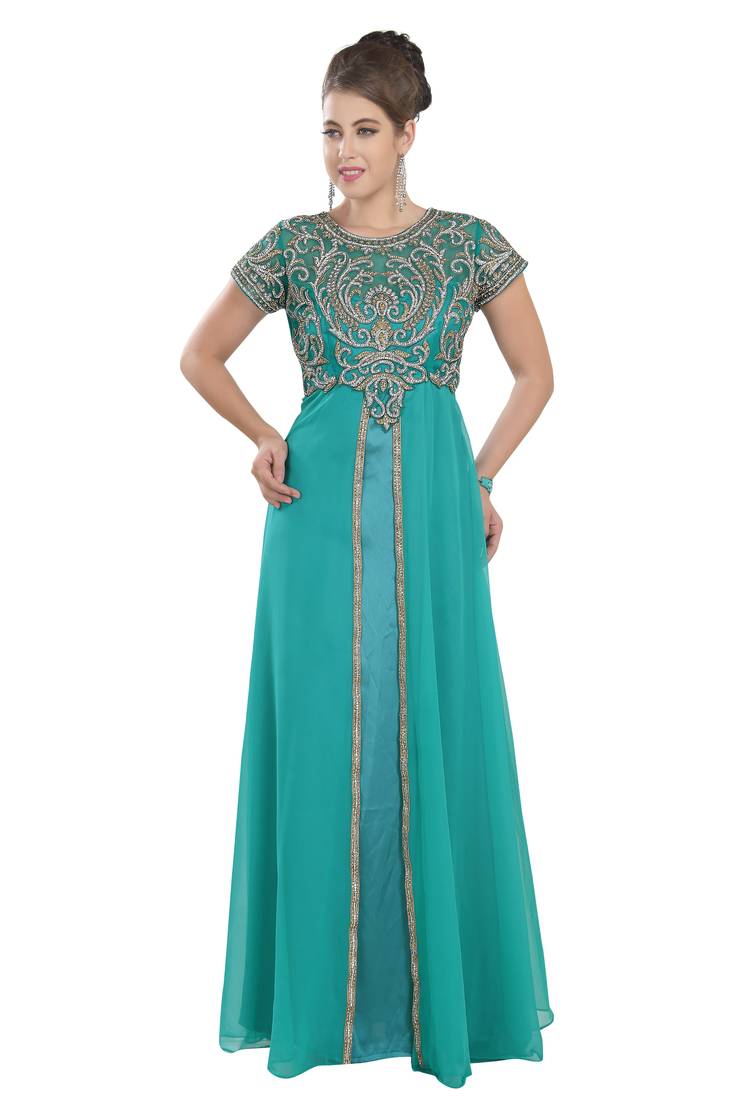 Phirozy embroidered georgette moroccan islamic kaftans