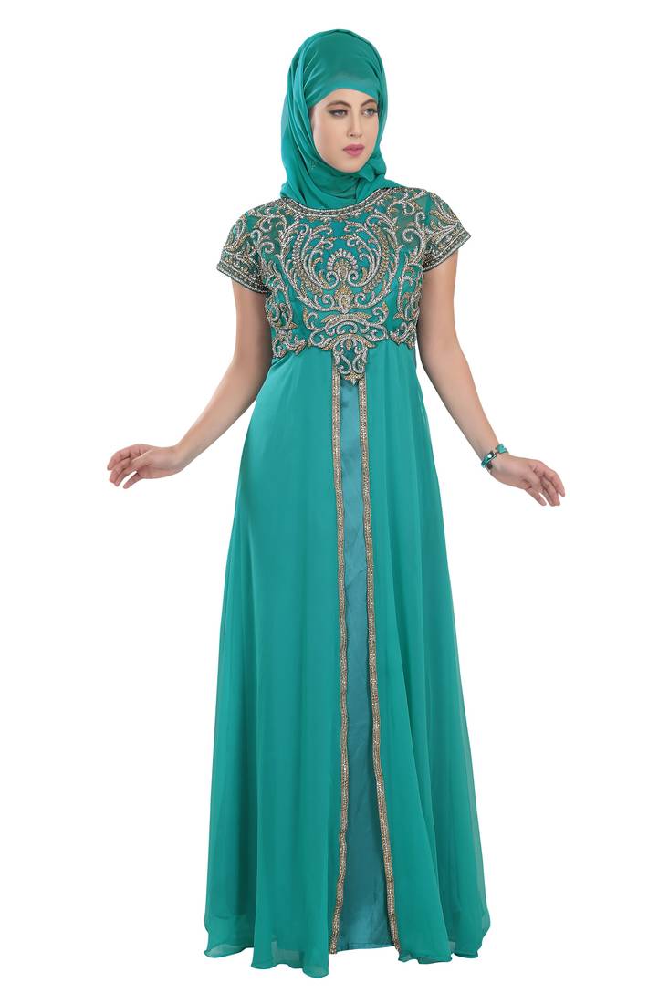 Phirozy embroidered georgette moroccan islamic kaftans
