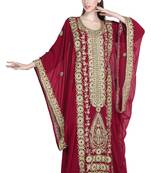 Maroon embroidered georgette moroccan islamic kaftans