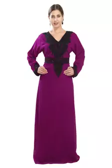Wine embroidered georgette moroccan islamic kaftans