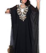 Black embroidered georgette moroccan islamic kaftans