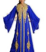 Royal blue embroidered georgette moroccan islamic kaftans
