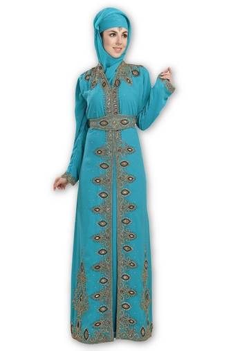 Phirozy embroidered georgette moroccan islamic kaftans