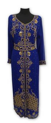 Royal blue embroidered georgette moroccan islamic kaftans 1