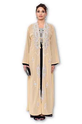 Dual color embroidered georgette moroccan islamic kaftans