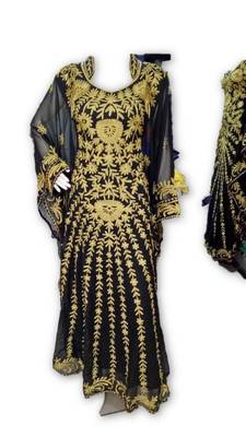 Black embroidered georgette moroccan islamic kaftans 1