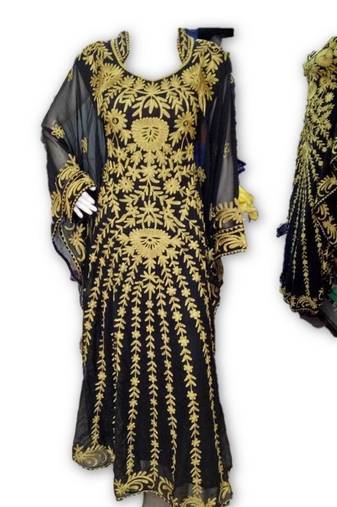 Black embroidered georgette moroccan islamic kaftans