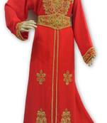 Red embroidered georgette moroccan islamic kaftans