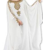 Cream embroidered georgette moroccan islamic kaftans