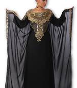 Black embroidered georgette moroccan islamic kaftans