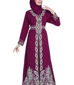 Magenta embroidered georgette moroccan islamic kaftans