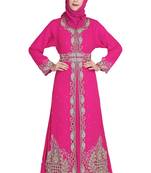 Pink embroidered georgette moroccan islamic kaftans