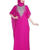 Pink embroidered georgette moroccan islamic kaftans