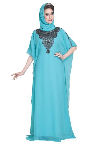Phirozy embroidered georgette moroccan islamic kaftans