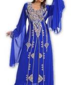 Royal blue embroidered georgette moroccan islamic kaftans