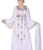 Cream embroidered georgette moroccan islamic kaftans