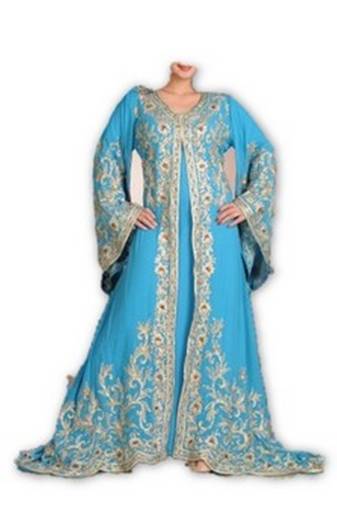 Phirozy embroidered georgette moroccan islamic kaftans