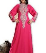 Pink embroidered georgette moroccan islamic kaftans