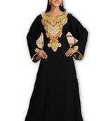 Black embroidered georgette moroccan islamic kaftans