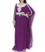 Purple embroidered georgette moroccan islamic kaftans