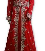 Red embroidered georgette moroccan islamic kaftans