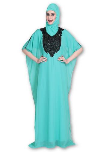 Phirozy embroidered georgette moroccan islamic kaftans
