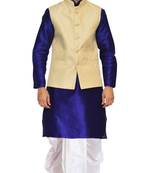 Blue Woven Art Silk Dhoti Kurta