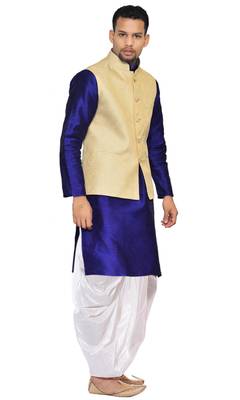 Blue Woven Art Silk Dhoti Kurta 2