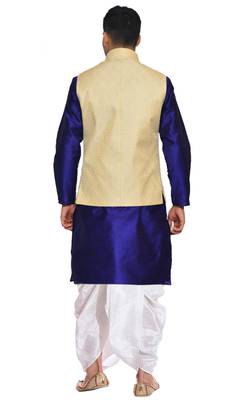 Blue Woven Art Silk Dhoti Kurta 3