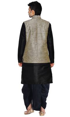 Black Woven Art Silk Dhoti Kurta 3