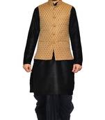 Black Woven Art Silk Dhoti Kurta