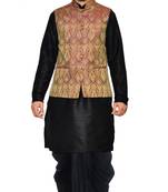 Black Woven Art Silk Dhoti Kurta