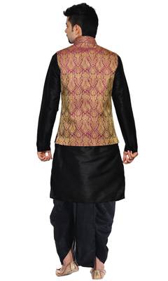 Black Woven Art Silk Dhoti Kurta 3