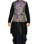 Black Woven Art Silk Dhoti Kurta