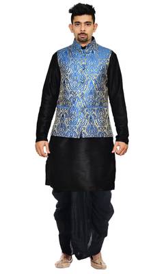 Black Woven Art Silk Dhoti Kurta 1