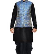 Black Woven Art Silk Dhoti Kurta