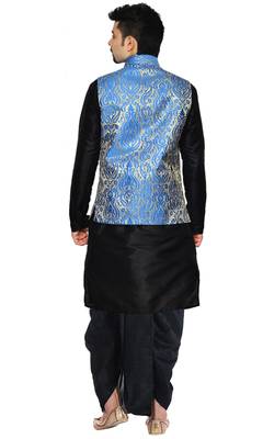 Black Woven Art Silk Dhoti Kurta 4