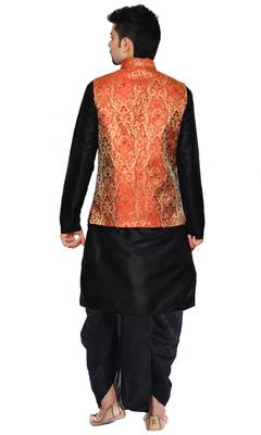Black Woven Art Silk Dhoti Kurta 3