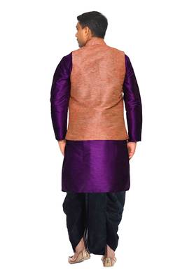 Purple Plain Art Silk Dhoti Kurta 3