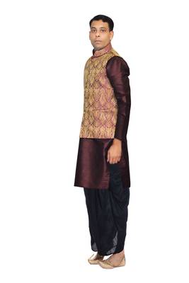 Brown Woven Art Silk Dhoti Kurta 2