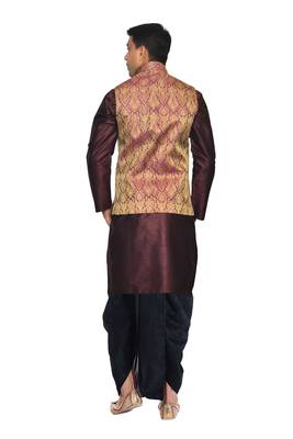 Brown Woven Art Silk Dhoti Kurta 3