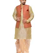 Gold Woven Art Silk Dhoti Kurta