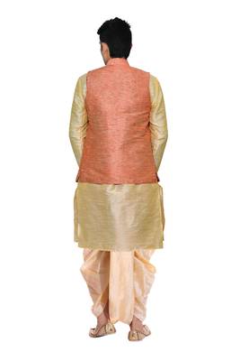 Gold Woven Art Silk Dhoti Kurta 3