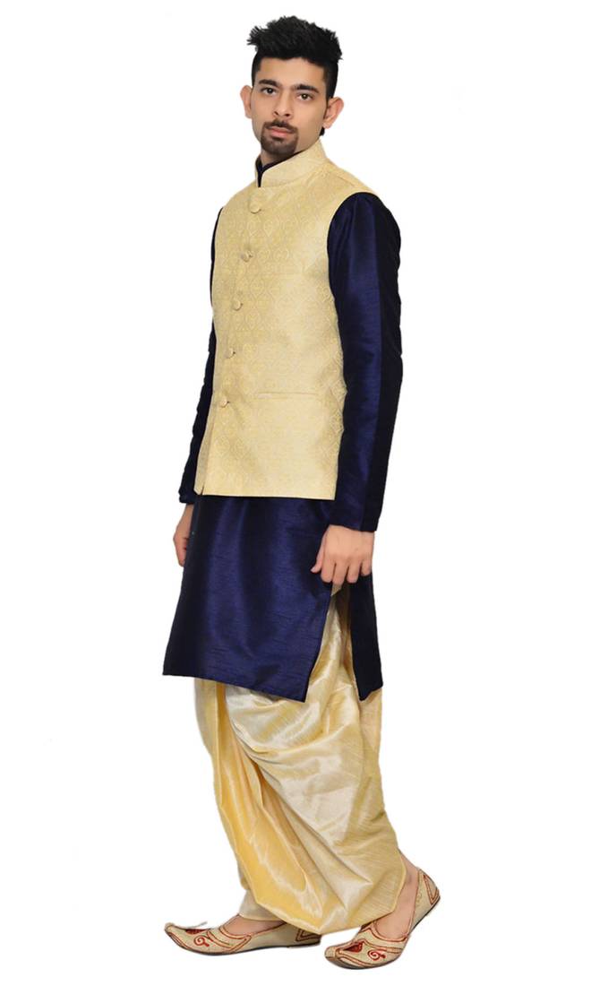 Blue Kurta Heavy Silk Dhoti