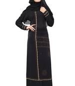 Black Color Lycra Stretchable Beads Work Abaya Burkha With Hijab Scarf For Women